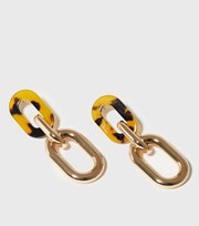 New Look Gold Tortoiseshell Effect Chain Earrings